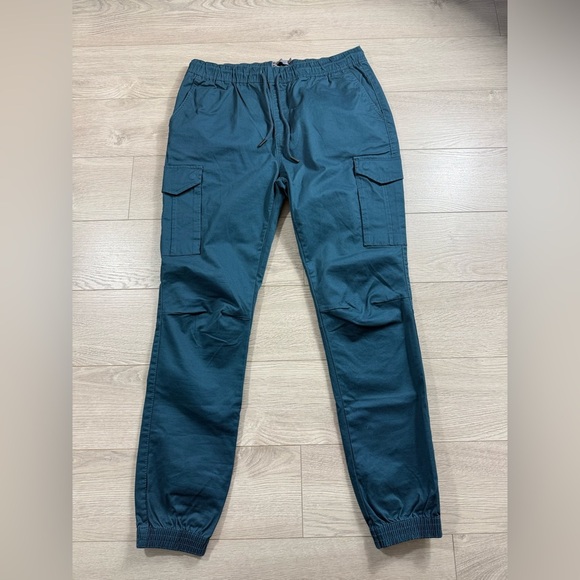 DJAB Simons Teal Cotton Cargo Jogger Pants - Picture 2 of 12